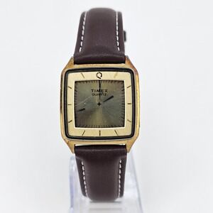 VTG Timex Illusion Digital Men Watch 28MM New Brown Leather‎ Bands New Battery